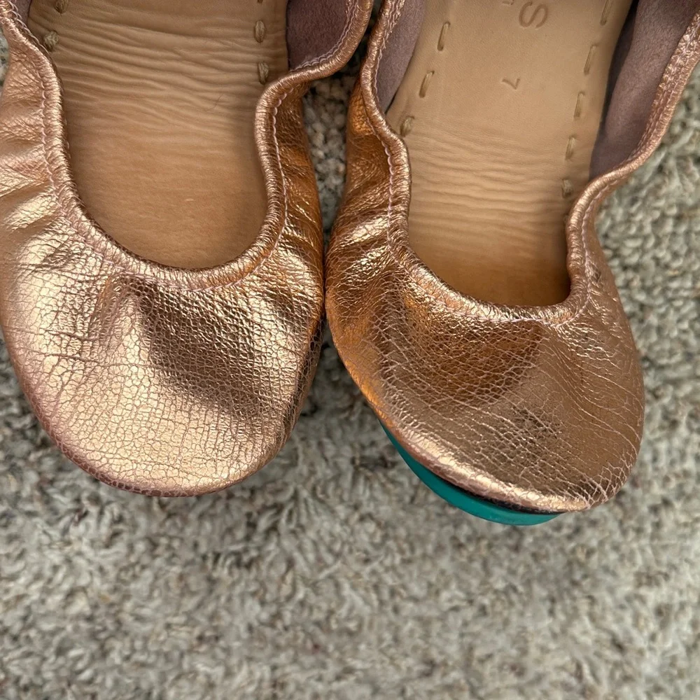 Tieks Women's Rose Gold Glam Metallic Copper Ballet Flats - Picture 5 of 15